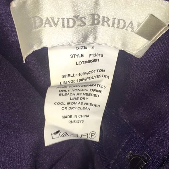 David’s Bridal, Strapless Semi-Formal Bridesmaid Dress Eggplant Purple Women’s 2 - Picture 4 of 5